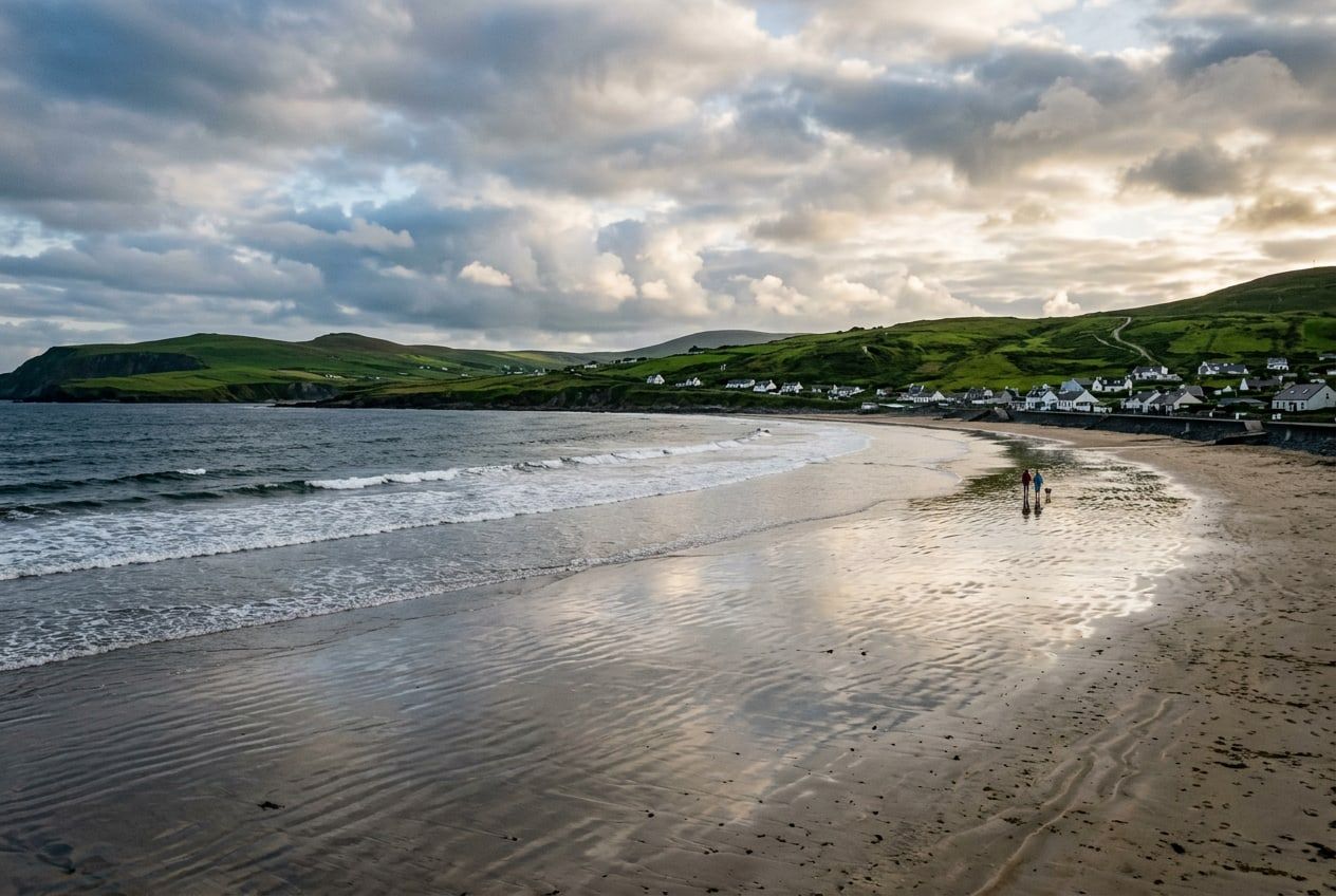 The beach at low tide, a short walk from the house